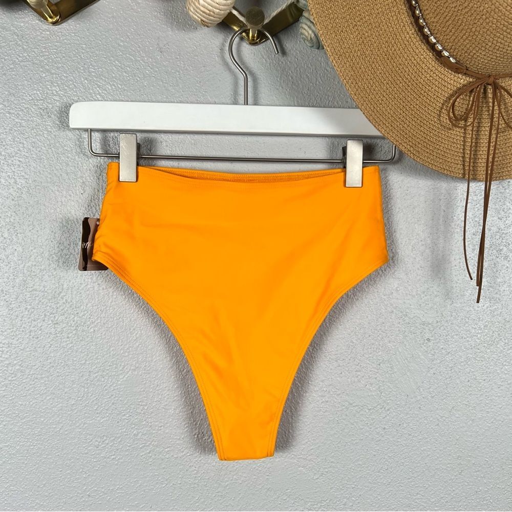 NWT ELLEJAY Lauren Colorblock High Waist Pink/Orange Bandeau Bikini Set XS/S - Picture 7 of 11